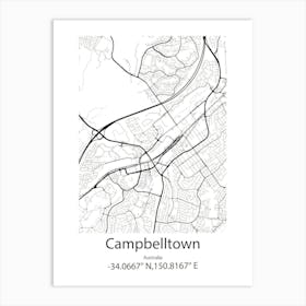 Campbelltown,Australia Minimalist Map Art Print