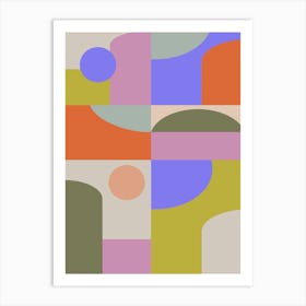 Modern Geometric Shapes In Purple And Olive Art Print