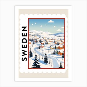 Retro Winter Stamp Poster Kiruna Sweden 3 Art Print