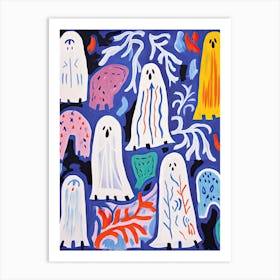 Funny Ghosts Matisse Style, Halloween Spooky Art Print