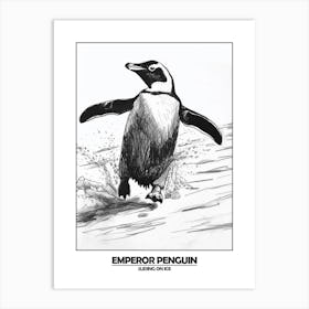 Penguin Sliding On Ice Poster 6 Art Print