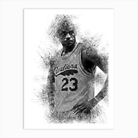 Lebron James Cavaliers Sketch Art Print