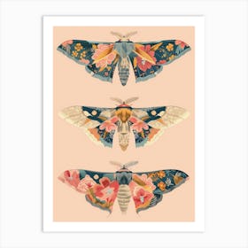 Pink Botanical Butterflies William Morris Style 7 Art Print