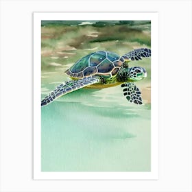Green Sea Turtle Storybook Watercolour Art Print