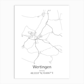 Wertingen,Germany Minimalist Map Art Print