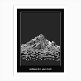 Beinn Ghlas Mountain Line Drawing 1 Poster Art Print