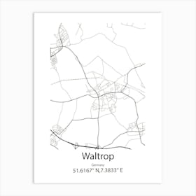 Waltrop,Germany Minimalist Map Art Print