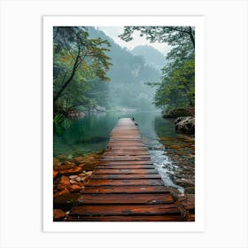 Wooden Bridge Over A Lake Art Print