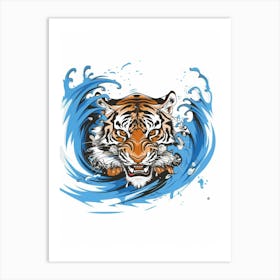 Tiger In The Water 4 Art Print