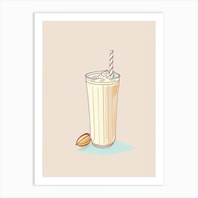 Almond Milkshake Dairy Food Minimal Line Drawing 1 Art Print
