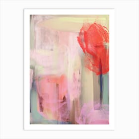 SUMMER PEONY- Pastel Yellow, Pink, Blue & Red Art Print