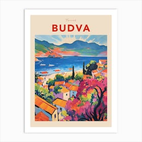 Budva Montenegro Fauvist Travel Poster Art Print