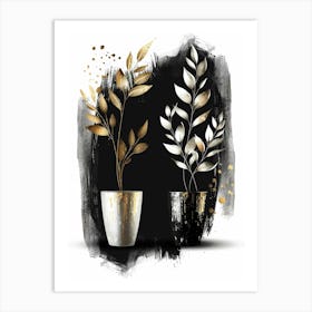 Gold And Black Leaves 5 Art Print