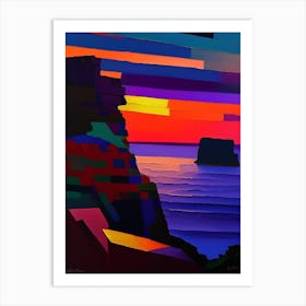 Geometric Cliff Sunset Art Print