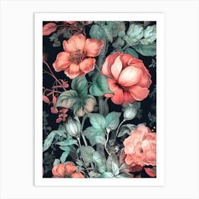 Floral Wallpaper nature meadow flowers 2 Art Print