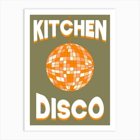 Kitchen Disco Mirrorball Green and Orange Art Print