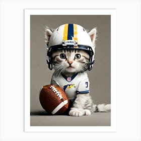 Kitten In Football Uniform Art Print
