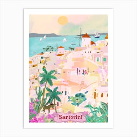 Santorini Sunset Cream & Pink Art Print