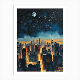 New York City At Night 3 Art Print