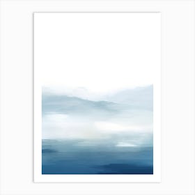 Watercolour Blue White Abstract Water 3 Art Print