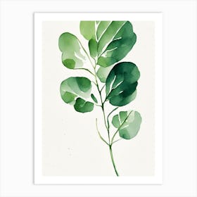 Watercress Leaf Minimalist Watercolour 2 Art Print