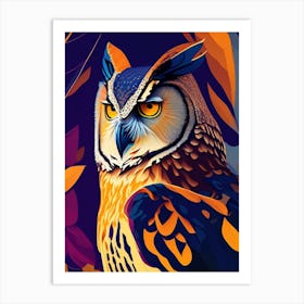 Great Horned Owl Pop Matisse Bird Art Print
