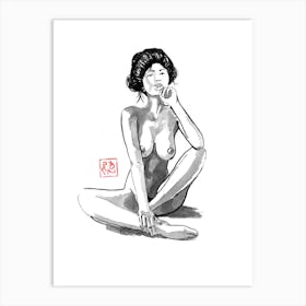 Geisha Nude And thinking Art Print