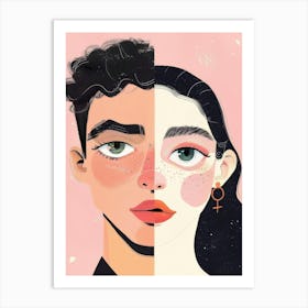 Illustration Of A Man And Woman Art Print