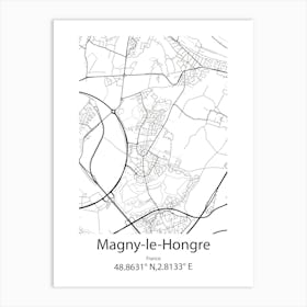 Magny Le Hongre,France Minimalist Map Art Print