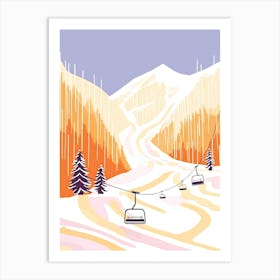 Aspen Snowmass   Colorado, Usa, Ski Resort Pastel Colours Illustration 0 Art Print