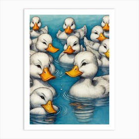 Ducks In The Water Art Print