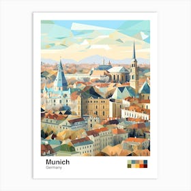 Munich, Germany, Geometric Illustration 3 Poster Art Print