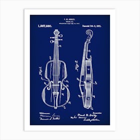 Violin Patent, was invented on 1921. Art Print