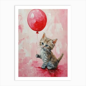 Cute Cat 2 With Balloon Art Print