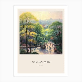Namsan Park Seoul South Korea 4 Vintage Cezanne Inspired Poster Art Print