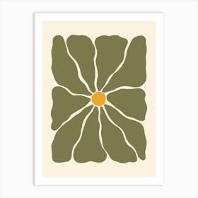 Abstract Flower 01 - Muted Green Art Print