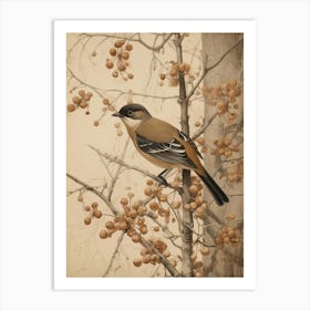 Dark And Moody Botanical Robin 3 Art Print