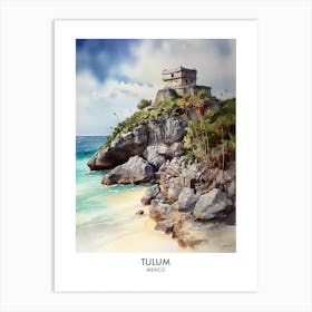 Tulum Mexico Watercolour Travel Poster 3 Art Print