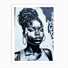 Graffiti Mural Of Beautiful Black Woman 48 Art Print