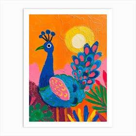 Peacock At Sunset Painting 4 Art Print
