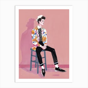 Man Sitting On A Chair 2 Art Print