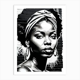 Vintage Graffiti Mural Of Beautiful Black Woman 60 Art Print