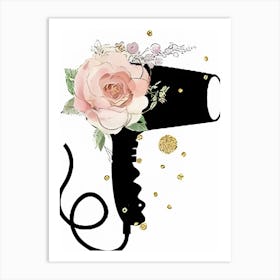 Flower Hair Dryer Art Print