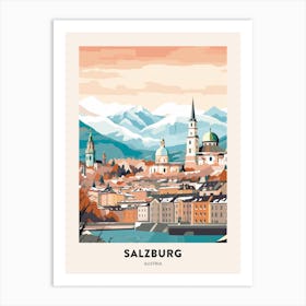 Vintage Winter Travel Poster Salzburg Austria 4 Art Print