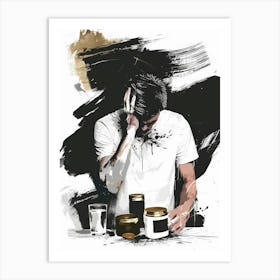 Man With A Bottle Art Print