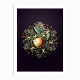 Vintage Snow Calville Apple Fruit Wreath on Royal Purple n.0373 Art Print