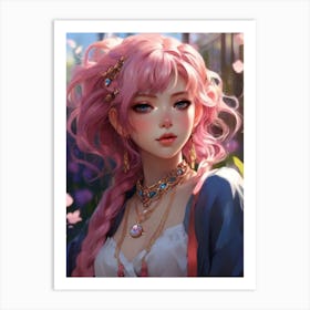 Pink Haired Girl 1 Art Print