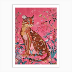 Floral Animal Painting Puma 1 Art Print