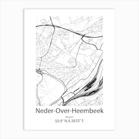 Neder Over Heembeek,Belgium Minimalist Map Art Print