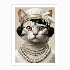 portrait of a cat from the 19th century 3 Art Print